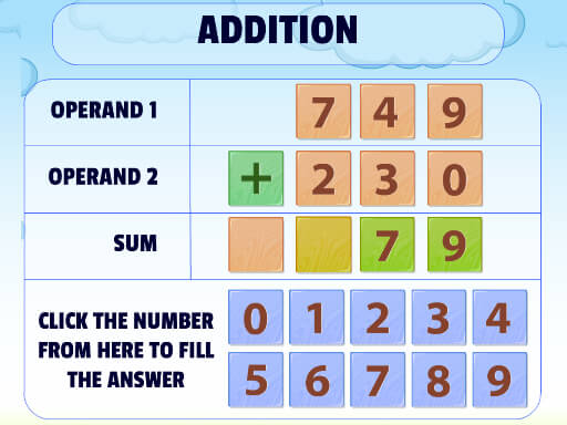 Addition Practice online Puzzle game