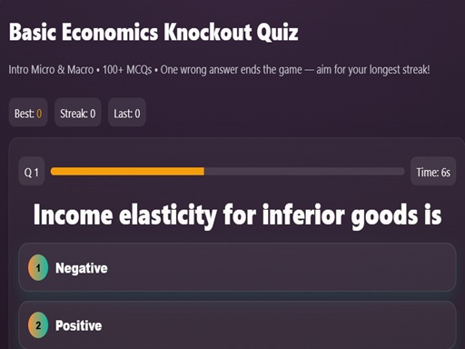 Basic Economics Multiple choice online Hypercasual game
