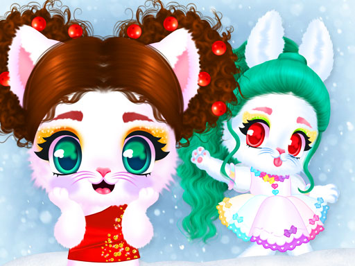 Cat and Rabbit Holiday online Girls game
