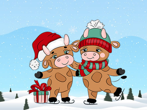 Cute Christmas Bull Difference online Puzzle game