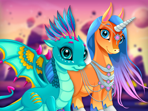 Cute Unicorns And Dragons Puzzle online game