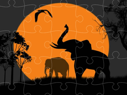 Elephant Silhouette Jigsaw online game