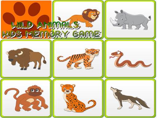 Kids Memory - Wild Animals online game