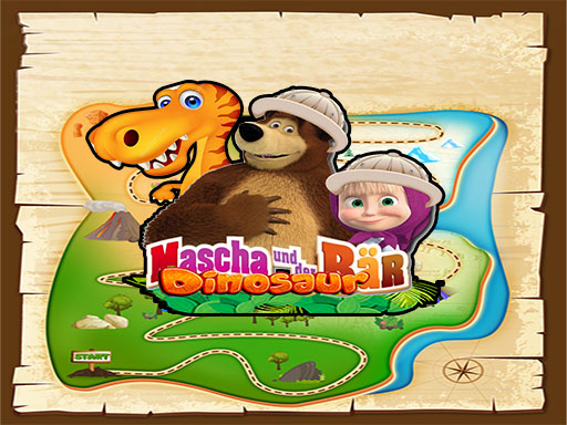 Masha and The Bear dinosaur online Puzzle game