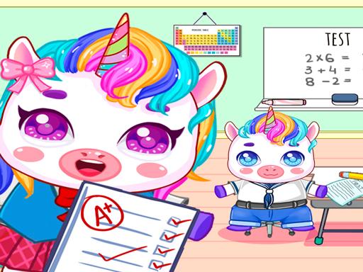 Mini Town: My Unicorn School Kids Games 2021 online Puzzle game