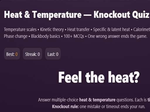Physics: Heat Temperatuie Quiz online game