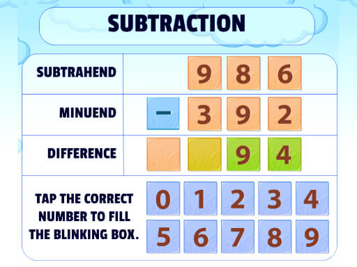 Subtraction Practice online Puzzle game